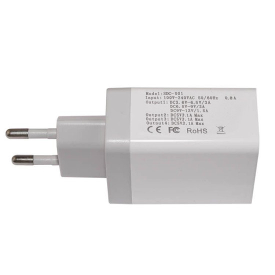 Makki бързо зарядно Fast Charger - QC3.0+3xUSB 30W White - MAKKI-QC48W4 Makki бързо зарядно Fast Charger - QC3.0+3xUSB 30W White - MAKKI-QC48W4
