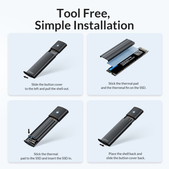 Orico външна кутия за диск Storage - Case - M.2 NVMe M/B key 10 Gbps Blue - PWM2-G2 Orico външна кутия за диск Storage - Case - M.2 NVMe M/B key 10 Gbps Blue - PWM2-G2