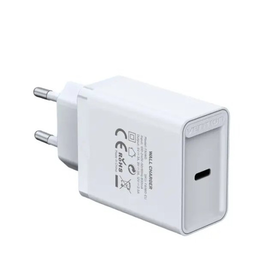 Vention бързо зарядно Fast Charger Wall - QC4.0, PD3.0 Type-C, 30W White - FAIW0 Vention бързо зарядно Fast Charger Wall - QC4.0, PD3.0 Type-C, 30W White - FAIW0