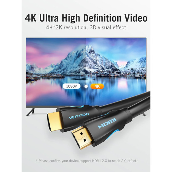 Vention кабел Cable HDMI 2.0 15.0m - 4K/60Hz Black - VAA-M02-B1500 Vention кабел Cable HDMI 2.0 15.0m - 4K/60Hz Black - VAA-M02-B1500