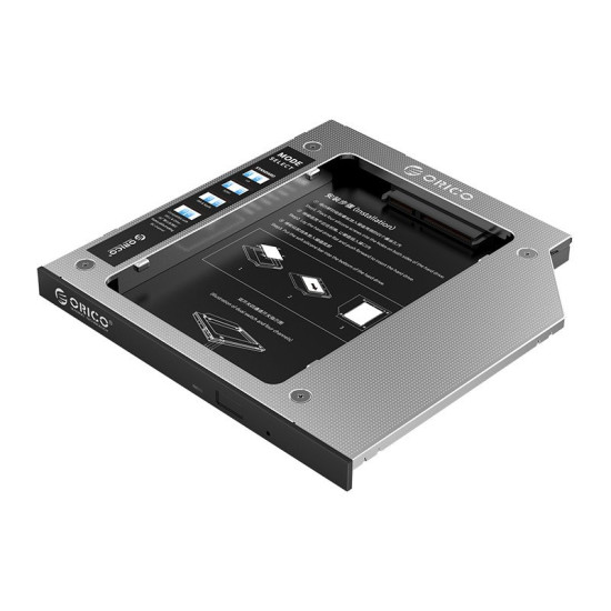 Orico тънко кади за лаптоп Laptop Caddy 9.0-9.5mm SATA3 with LED/switch - M95SS-SV Orico тънко кади за лаптоп Laptop Caddy 9.0-9.5mm SATA3 with LED/switch - M95SS-SV