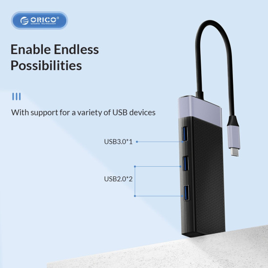 Orico докинг станция Type-C Docking Station Power Distribution 3.0 87W - HDMI, Type-C x 1, USB3.0 x 1, USB 2.0 x 2, LAN, SD, VGA, Audio - MDK-10P-BK Orico докинг станция Type-C Docking Station Power Distribution 3.0 87W - HDMI, Type-C x 1, USB3.0 x 1, USB 2.0 x 2, LAN, SD, VGA, Audio - MDK-10P-BK