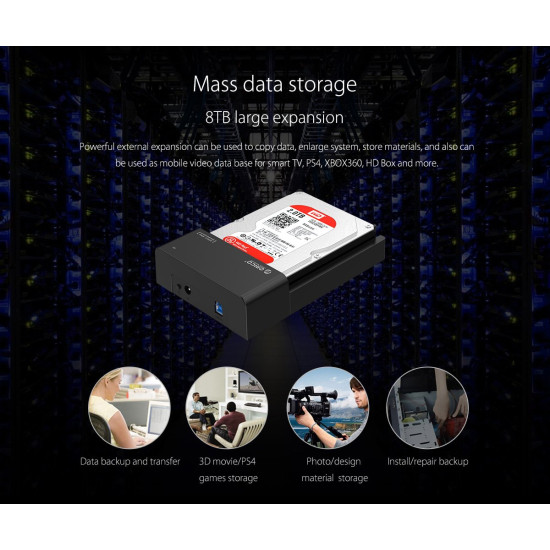 Orico докинг станция Storage - HDD/SSD Dock - 2.5 and 3.5 inch USB3.0 - 6518US3-V2 Orico докинг станция Storage - HDD/SSD Dock - 2.5 and 3.5 inch USB3.0 - 6518US3-V2