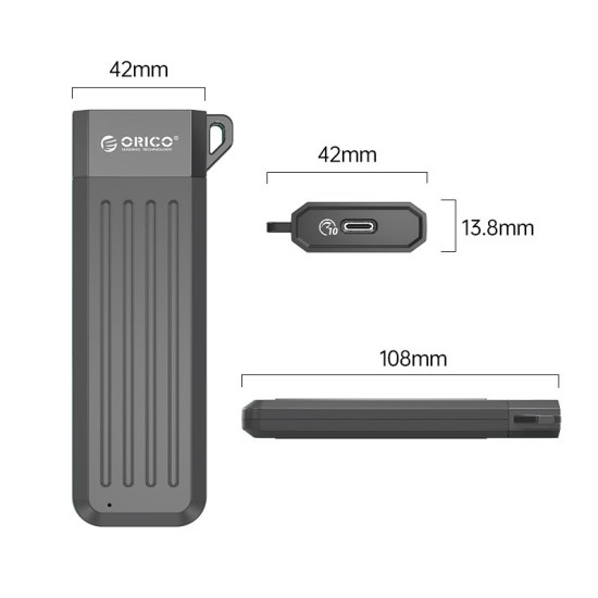 Orico външна кутия за диск Storage - Case - M.2 NVMe M-key 10 Gbps Space Gray - MM2C3-G2-GY Orico външна кутия за диск Storage - Case - M.2 NVMe M-key 10 Gbps Space Gray - MM2C3-G2-GY