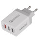 Makki бързо зарядно Fast Charger - QC3.0+2xUSB 30W White - MAKKI-QC30W3 Makki бързо зарядно Fast Charger - QC3.0+2xUSB 30W White - MAKKI-QC30W3