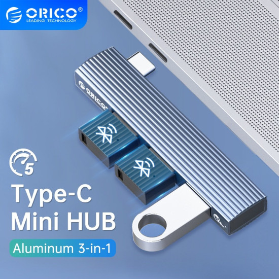 Orico хъб USB3.0/2.0 HUB 3 port TYPE C, Aluminum - AH-W13-GY Orico хъб USB3.0/2.0 HUB 3 port TYPE C, Aluminum - AH-W13-GY