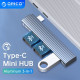Orico хъб USB3.0/2.0 HUB 3 port TYPE C, Aluminum - AH-W13-GY Orico хъб USB3.0/2.0 HUB 3 port TYPE C, Aluminum - AH-W13-GY
