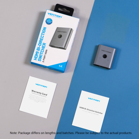 Vention Разклонител превключвател HDMI 2.0 Switcher/Splitter 2-Port Bi-Direction - Silver Aluminium - AFUH0 Vention Разклонител превключвател HDMI 2.0 Switcher/Splitter 2-Port Bi-Direction - Silver Aluminium - AFUH0
