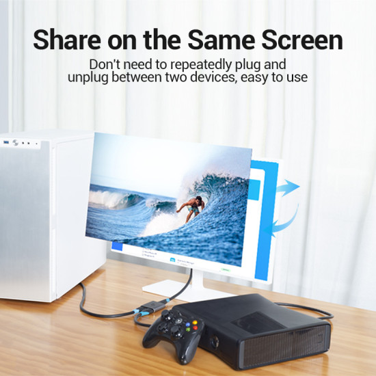 Vention Разклонител превключвател HDMI 2.0 Switcher/Splitter 2-Port Bi-Direction - Silver Aluminium - AFUH0 Vention Разклонител превключвател HDMI 2.0 Switcher/Splitter 2-Port Bi-Direction - Silver Aluminium - AFUH0