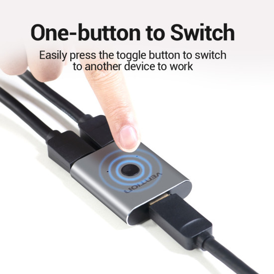 Vention Разклонител превключвател HDMI 2.0 Switcher/Splitter 2-Port Bi-Direction - Silver Aluminium - AFUH0 Vention Разклонител превключвател HDMI 2.0 Switcher/Splitter 2-Port Bi-Direction - Silver Aluminium - AFUH0