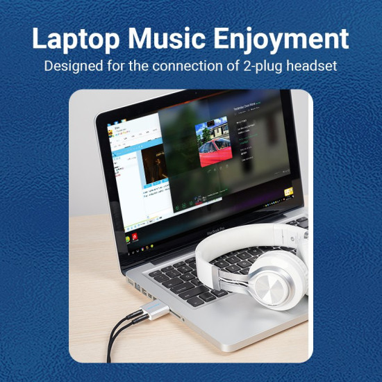 Vention външна звукова карта USB Sound card - Headphones, Mic, Silver - VAB-S13 Vention външна звукова карта USB Sound card - Headphones, Mic, Silver - VAB-S13
