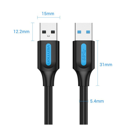 Vention Кабел USB 3.0 AM / AM - 1.5M Black - CONBG Vention Кабел USB 3.0 AM / AM - 1.5M Black - CONBG