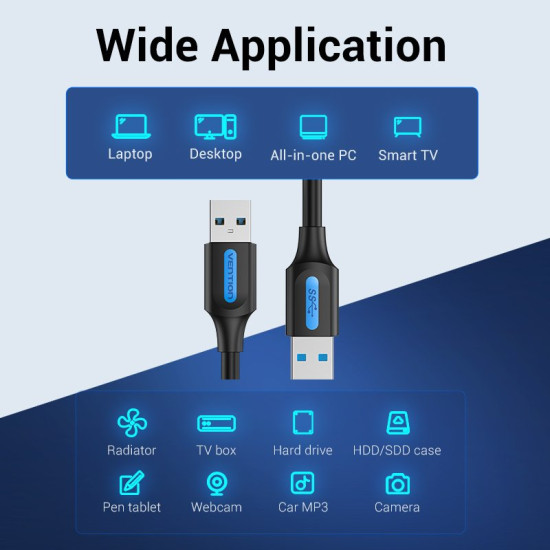 Vention Кабел USB 3.0 AM / AM - 1.5M Black - CONBG Vention Кабел USB 3.0 AM / AM - 1.5M Black - CONBG