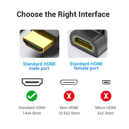 Vention Адаптер Adapter HDMI Right Angle 90 Degree M/F - AIOB0 Vention Адаптер Adapter HDMI Right Angle 90 Degree M/F - AIOB0