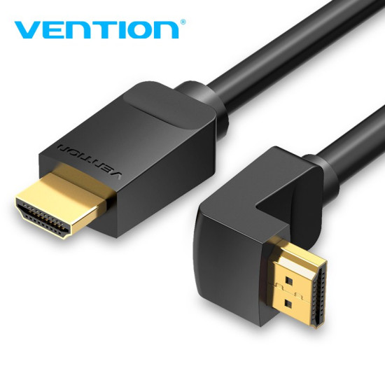 Vention Кабел HDMI Right Angle 270 Degree v2.0 M / M 4K/60Hz Gold - 1.5M Black - AAQBG Vention Кабел HDMI Right Angle 270 Degree v2.0 M / M 4K/60Hz Gold - 1.5M Black - AAQBG
