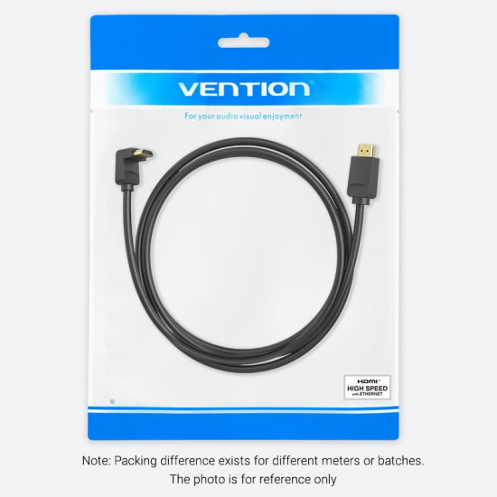 Vention Кабел HDMI Right Angle 270 Degree v2.0 M / M 4K/60Hz Gold - 1.5M Black - AAQBG Vention Кабел HDMI Right Angle 270 Degree v2.0 M / M 4K/60Hz Gold - 1.5M Black - AAQBG