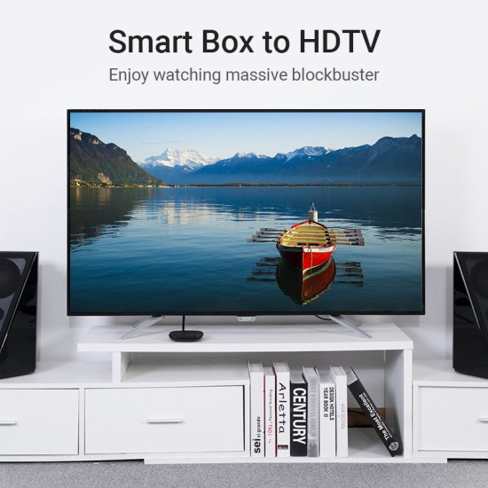 Vention Кабел HDMI Right Angle 270 Degree v2.0 M / M 4K/60Hz Gold - 1.5M Black - AAQBG Vention Кабел HDMI Right Angle 270 Degree v2.0 M / M 4K/60Hz Gold - 1.5M Black - AAQBG