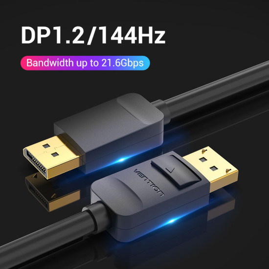 Vention Кабел Cable - Display Port v1.2 DP M / M Black 4K 3M - HACBI Vention Кабел Cable - Display Port v1.2 DP M / M Black 4K 3M - HACBI