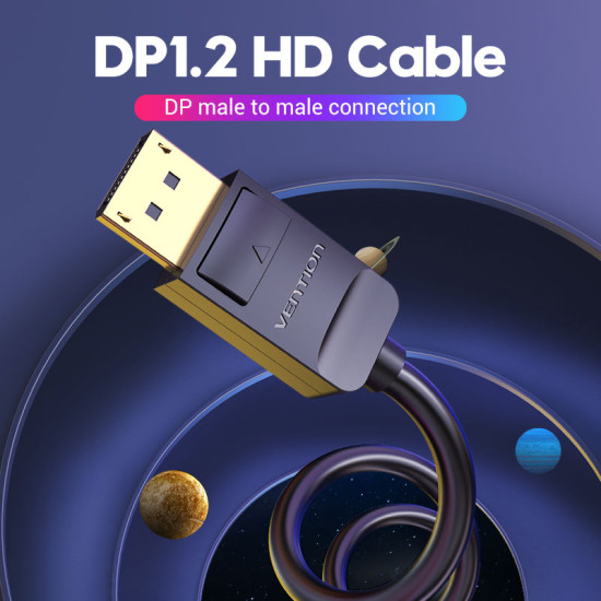Vention Кабел Cable - Display Port v1.2 DP M / M Black 4K 1.5M - HACBG Vention Кабел Cable - Display Port v1.2 DP M / M Black 4K 1.5M - HACBG