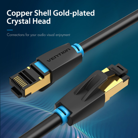Vention Кабел LAN SFTP Cat.8 Patch Cable - 1M Black 40Gbps - IKABF Vention Кабел LAN SFTP Cat.8 Patch Cable - 1M Black 40Gbps - IKABF
