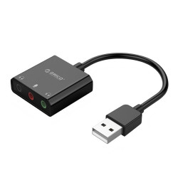 Orico външна звукова карта USB Sound card - Headphones, Mic, 4 PIN headset, Black - SKT3-BK
