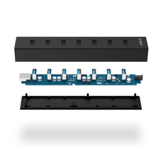 Orico хъб USB3.0 HUB 7 port Black - H7013-U3-AD Orico хъб USB3.0 HUB 7 port Black - H7013-U3-AD