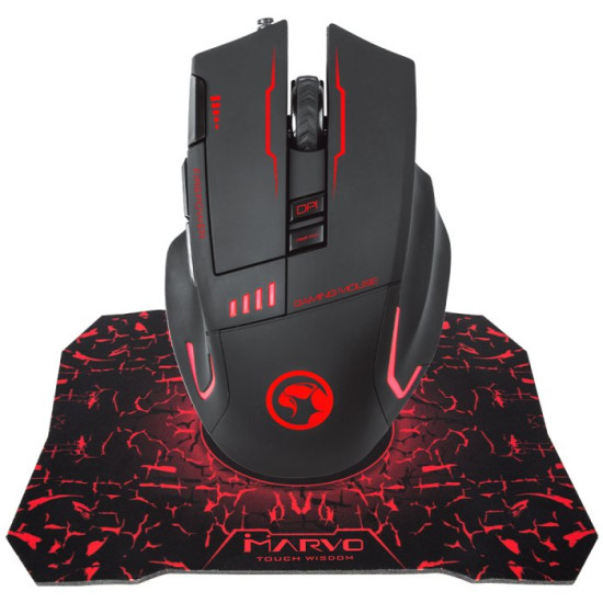 Marvo Геймърски комплект Gaming COMBO G909+G1 2-in-1 - Mouse Programmable, Mousepad - MARVO-G909+G1 Marvo Геймърски комплект Gaming COMBO G909+G1 2-in-1 - Mouse Programmable, Mousepad - MARVO-G909+G1