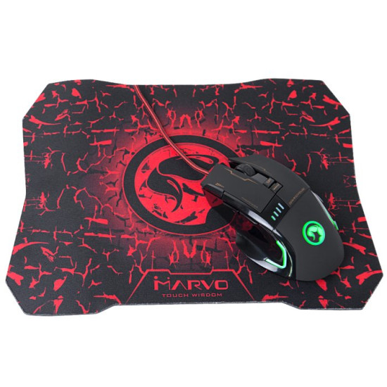 Marvo Геймърски комплект Gaming COMBO G909+G1 2-in-1 - Mouse Programmable, Mousepad - MARVO-G909+G1 Marvo Геймърски комплект Gaming COMBO G909+G1 2-in-1 - Mouse Programmable, Mousepad - MARVO-G909+G1