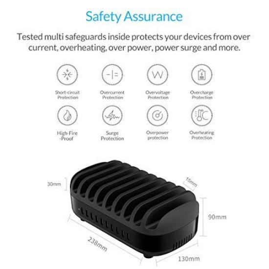 Orico зарядна станция за мобилни устройства Charger Station 220V - 10 x USB 120W black - DUK-10P-EU-BK Orico зарядна станция за мобилни устройства Charger Station 220V - 10 x USB 120W black - DUK-10P-EU-BK