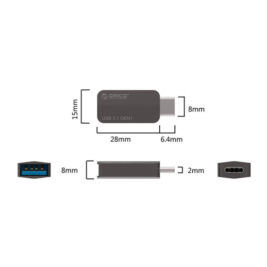 Orico адаптер Adpater OTG USB 3.1 Type C to Type A/F, Metal - CTA2-SV Orico адаптер Adpater OTG USB 3.1 Type C to Type A/F, Metal - CTA2-SV