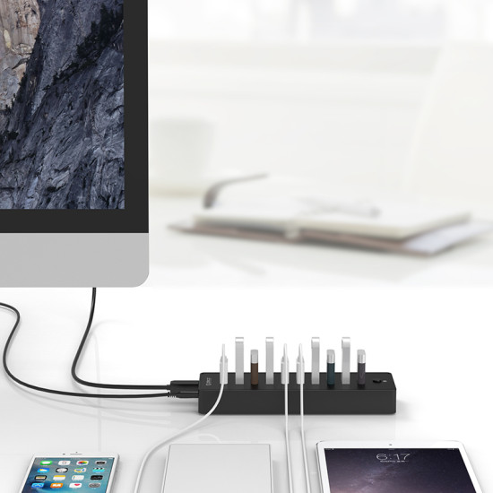 Orico хъб USB 10-port HUB with power adapter - P10-U2-V1-EU-BK Orico хъб USB 10-port HUB with power adapter - P10-U2-V1-EU-BK