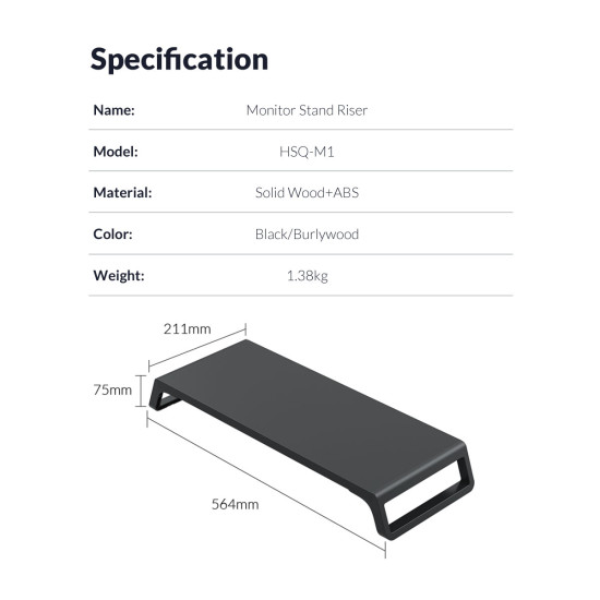 Orico Стойка за монитор Desk Monitor Stand - HSQ-M1-BK Orico Стойка за монитор Desk Monitor Stand - HSQ-M1-BK