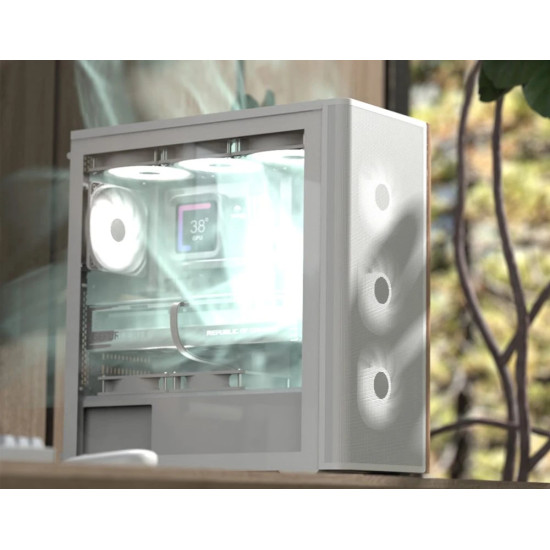 AeroCool кутия Case ATX - D501A Black, Addressable RGB, Wood