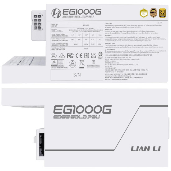 Power Supply Lian Li EDGE 1000W 80+ Gold PCIe 5.1, ATX 3.1 - White