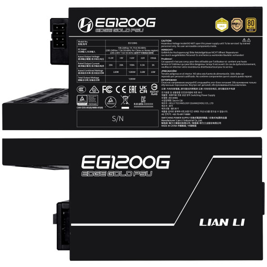 Power Supply Lian Li EDGE 1200W 80+ Gold PCIe 5.1, ATX 3.1 - Black