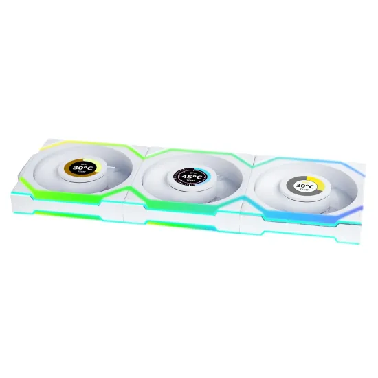 Triple Fan Pack Lian Li UNI FAN SL Wireless LCD ARGB PWM Reverse Blade - 120 mm White Triple Fan Pack Lian Li UNI FAN SL Wireless LCD ARGB PWM Reverse Blade - 120 mm White