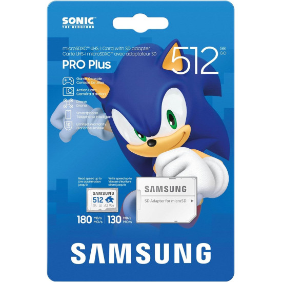 Memory card Samsung SONIC PRO PLUS microSD Card (2023), 512GB, Adapter