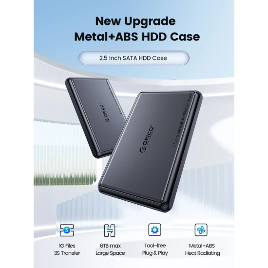 Orico външна кутия за диск Storage - Case - 2.5 inch USB-C/A Black - DDL25-C3-BK
