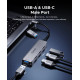 Orico хъб HUB USB-C/USB-A 7 port - USB-C x 2, USB3.0 x 1, USB2.0 x 4, Aluminium - YSA7-U3-GY