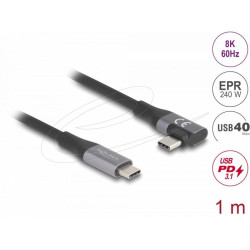 Delock USB 40 Gbps cable angled left / right USB PD 3.1 Extended Power Range 240W, 1 m