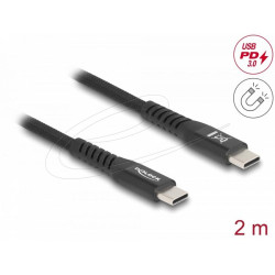 Delock USB 2.0 Cable USB Type-C™ male to male with magnetic textile jacket PD 3.0 60 W 2 m
