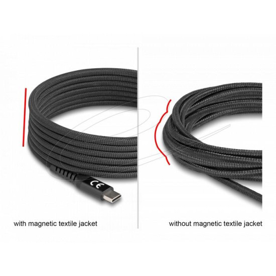 Delock USB 2.0 Cable USB Type-C™ male to male with magnetic textile jacket PD 3.0 60 W 2 m