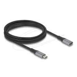 Delock USB 40 Gbps Extension Cable USB Type-C™ male to female PD 3.1 240 W 2 m grey metal