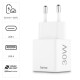 HAMA Бързо мини Gan зарядно, 30 W, 1x USB-C, 1x USB-A, PD, бял
