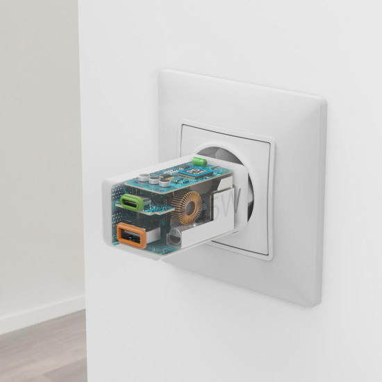 HAMA Бързо мини зарядно, 45 W, 1x USB-C - 1x USB-A, PD, бяло