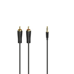 Hama Audio Cable, 3.5 mm Jack Plug - 2 RCA Plugs, Stereo, gold-plated, 1.5 m
