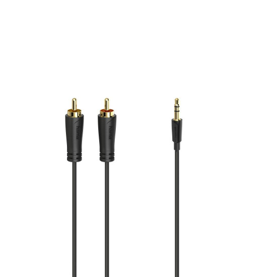 Hama Audio Cable, 3.5 mm Jack Plug - 2 RCA Plugs, Stereo, gold-plated, 1.5 m