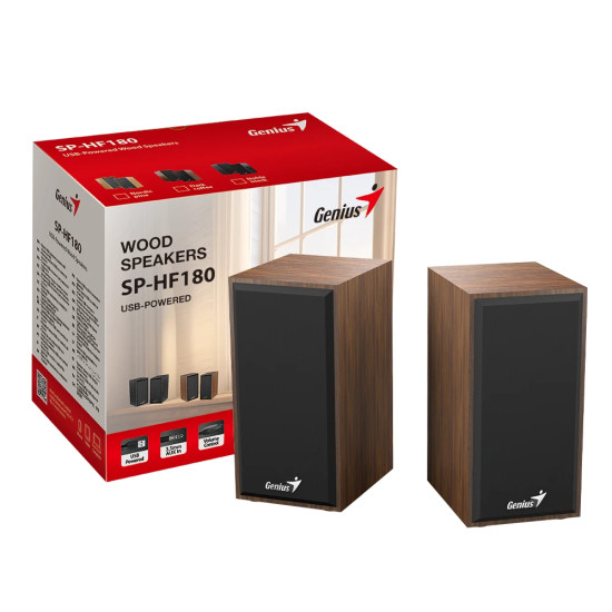Genius тонколони Speakers 2.0 - SP-HF180 - 6W, USB, Wood