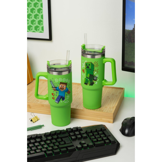 Paladone: Minecraft - Green 900ml Multiway Travel Cup Stra, PP14600MCF