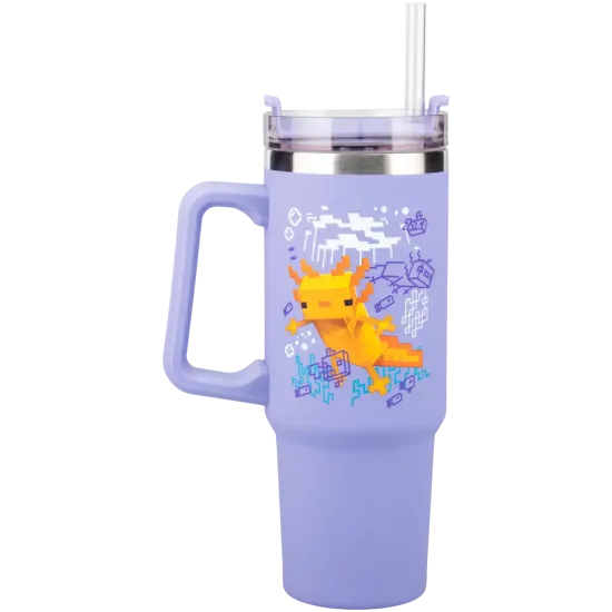 Mug Paladone: Minecraft - Purple 900ml Multiway Travel Cup Straw,  PP14948MCF